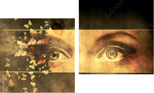 Grunge abstract portrait - Zweiteiliges Leinwandbild, Diptychon