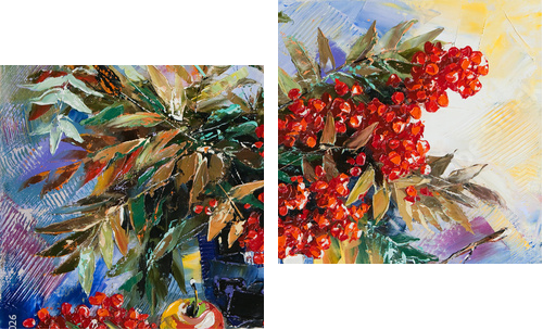 Still-life with a mountain ash and apples  - Zweiteiliges Leinwandbild, Diptychon