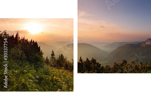 szczyt góry Fatra o zachodzie słońca - Słowacja 
 - Zweiteiliges Leinwandbild, Diptychon