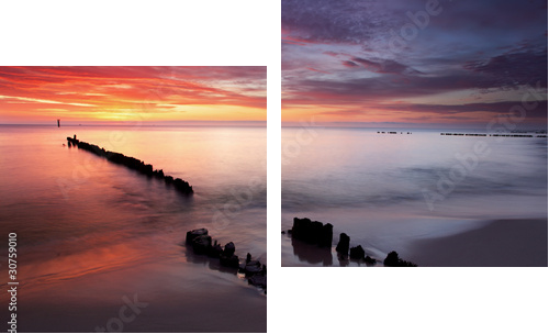 Sunrise on ocean - baltic - Zweiteiliges Leinwandbild, Diptychon