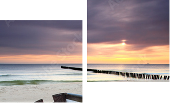 Boat on beautiful beach in sunrise - Zweiteiliges Leinwandbild, Diptychon
