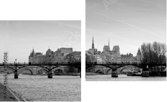 notre dame de paris noir et blanc - Zweiteiliges Leinwandbild, Diptychon
