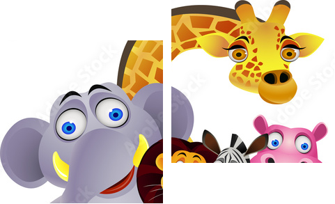 Animal cartoon - Zweiteiliges Leinwandbild, Diptychon