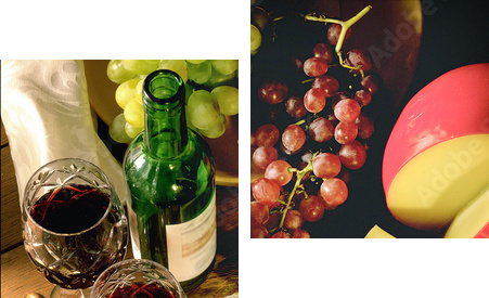 wine and cheese - Zweiteiliges Leinwandbild, Diptychon