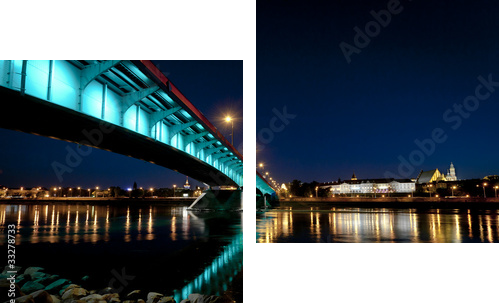 Panorama of Warsaw city by night - Zweiteiliges Leinwandbild, Diptychon