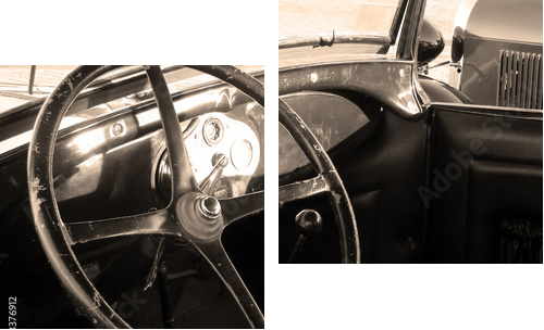 vintage car interior - Zweiteiliges Leinwandbild, Diptychon