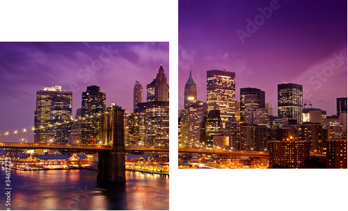 New York Manhattan Pont de Brooklyn - Zweiteiliges Leinwandbild, Diptychon
