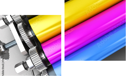 print machine - Zweiteiliges Leinwandbild, Diptychon