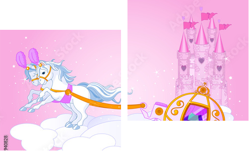 Sky carriage illustration - Zweiteiliges Leinwandbild, Diptychon