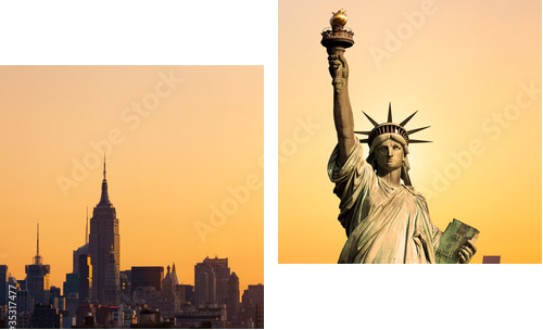 New York statue de la LibertÃ© - Zweiteiliges Leinwandbild, Diptychon