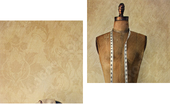 Antique dress form and chair with vintage feeling - Zweiteiliges Leinwandbild, Diptychon