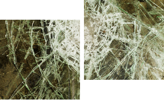 Glass cracked broken - Zweiteiliges Leinwandbild, Diptychon