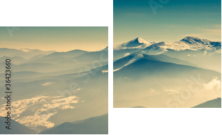 Scenic view of the winter mountains - Zweiteiliges Leinwandbild, Diptychon