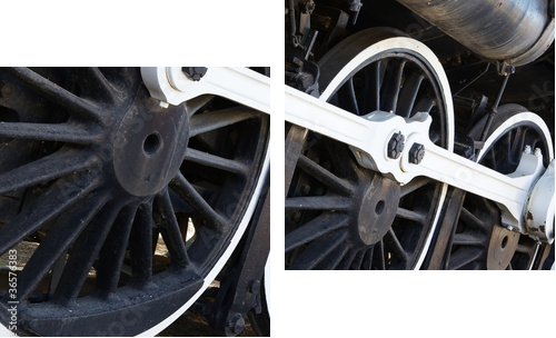 White wall Train wheels - Zweiteiliges Leinwandbild, Diptychon