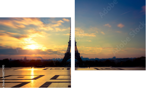 Tour Eiffel Paris France - Zweiteiliges Leinwandbild, Diptychon