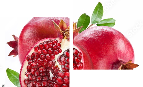 Ripe pomegranates with leaves. - Zweiteiliges Leinwandbild, Diptychon