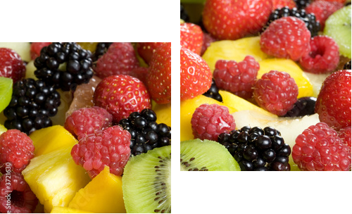 Delicious fruit salad served in a bowl - Zweiteiliges Leinwandbild, Diptychon