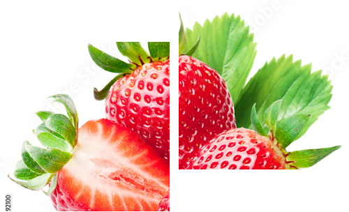 Strawberries with leaves. - Zweiteiliges Leinwandbild, Diptychon