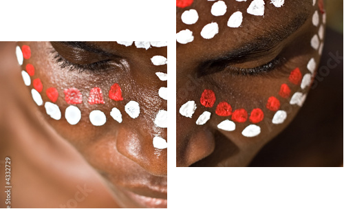 Tribal face - Zweiteiliges Leinwandbild, Diptychon