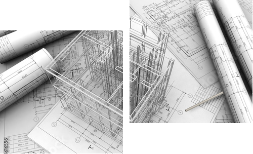 plan drawing - Zweiteiliges Leinwandbild, Diptychon