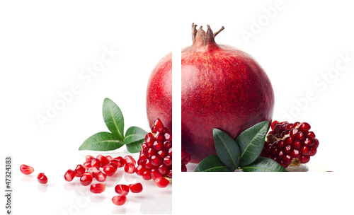 pomegranate isolated on the white background - Zweiteiliges Leinwandbild, Diptychon