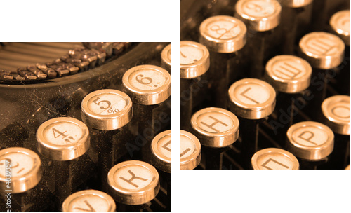 Keyboard of vintage typewriter sepia - Zweiteiliges Leinwandbild, Diptychon