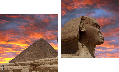 Pyramid and Sphinx at Giza, Cairo - Zweiteiliges Leinwandbild, Diptychon