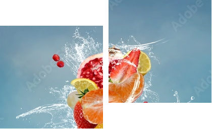 Mixed fresh fruits - Zweiteiliges Leinwandbild, Diptychon