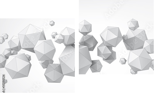 Composition of icosahedron for graphic design - Zweiteiliges Leinwandbild, Diptychon