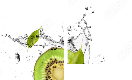 Kiwi with ice cubes, isolated on white background - Zweiteiliges Leinwandbild, Diptychon