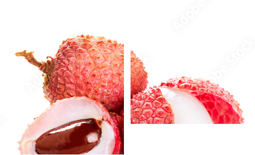 Lychee. Fresh lychees isolated on white - Zweiteiliges Leinwandbild, Diptychon