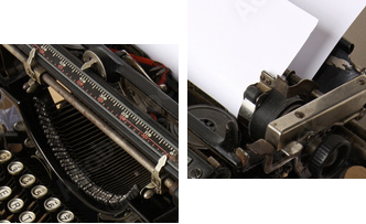 Typewriter with paper scattered - conceptual image - Zweiteiliges Leinwandbild, Diptychon