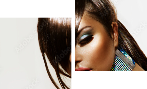 Fashion Beauty Girl. Stylish Haircut and Makeup  - Zweiteiliges Leinwandbild, Diptychon