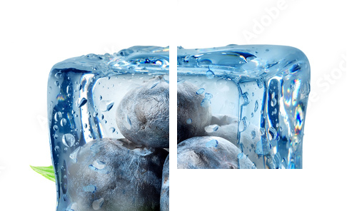 Ice cube and blueberry - Zweiteiliges Leinwandbild, Diptychon