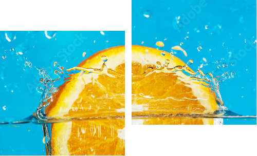 orange with splashes - Zweiteiliges Leinwandbild, Diptychon