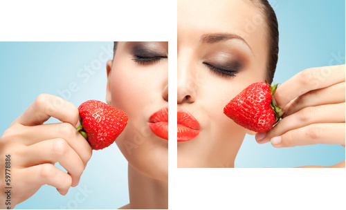 Double kiss. - Zweiteiliges Leinwandbild, Diptychon