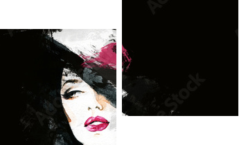 Beautiful woman face. watercolor illustration  - Zweiteiliges Leinwandbild, Diptychon
