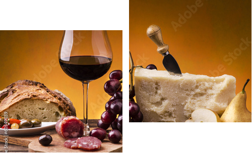 still life con alimenti gastronomici  - Zweiteiliges Leinwandbild, Diptychon