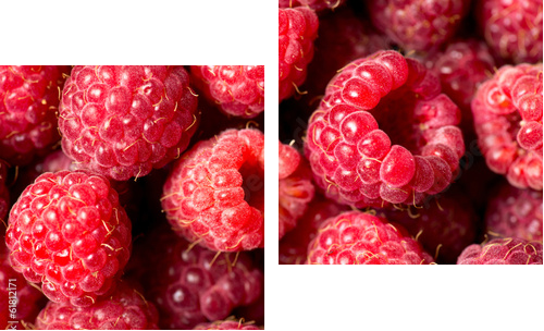 Raspberry fruit background - Zweiteiliges Leinwandbild, Diptychon