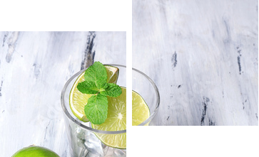 Ingredients for lemonade on wooden table - Zweiteiliges Leinwandbild, Diptychon