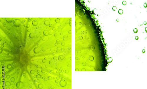 lime with bubbles isolated on white - Zweiteiliges Leinwandbild, Diptychon