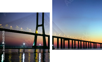 Vasco da Gama bridge panorama at dusk - Zweiteiliges Leinwandbild, Diptychon