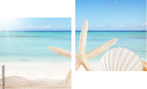 Summer beach background - Zweiteiliges Leinwandbild, Diptychon