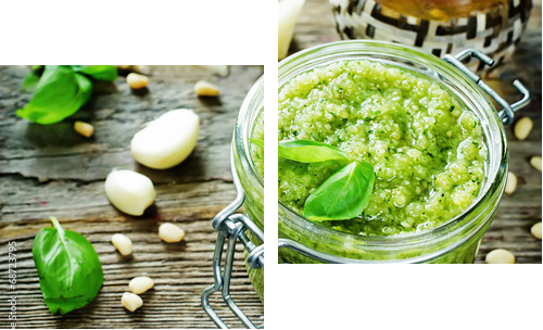 fresh pesto sauce  - Zweiteiliges Leinwandbild, Diptychon