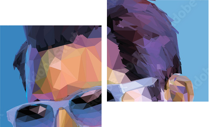 low poly man abstract fashion portrait  - Zweiteiliges Leinwandbild, Diptychon