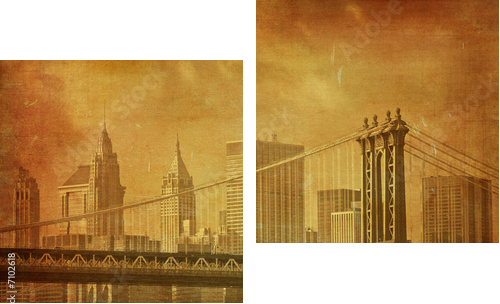 vintage grunge image of new york city - Zweiteiliges Leinwandbild, Diptychon
