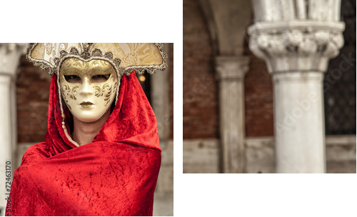 Beautiful Woman in Mysterious Mask  - Zweiteiliges Leinwandbild, Diptychon