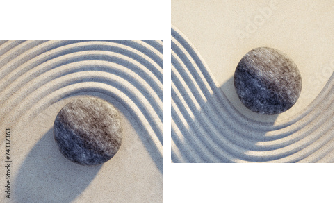 Steine Yin Yang  - Zweiteiliges Leinwandbild, Diptychon