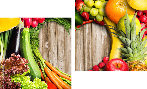 Vegetables and Fruit Heart Shaped  - Zweiteiliges Leinwandbild, Diptychon