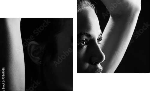 Beautiful young woman with green eyes  - Zweiteiliges Leinwandbild, Diptychon